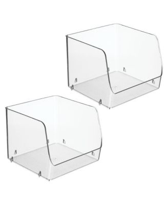 Stackable Open-Front Storage Bin - Set of 2 - Clear - Made in USA