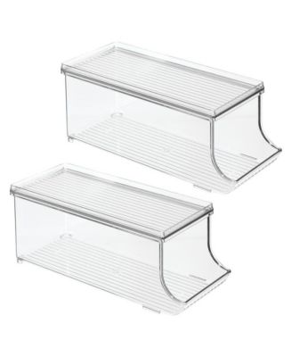 Soda Can Organizer with Lid for Pantry - Set of 2 - Clear - Made in USA