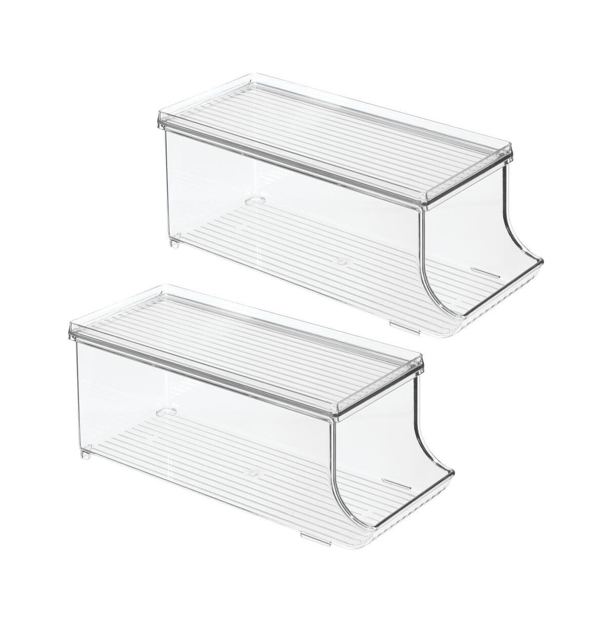 iDesign Soda Can Organizer with Lid for Pantry - Set of - Clear