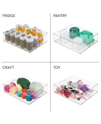 mDesign Divided Storage Bin for Fridge or Pantry, Set of 6, Clear, Made in USA