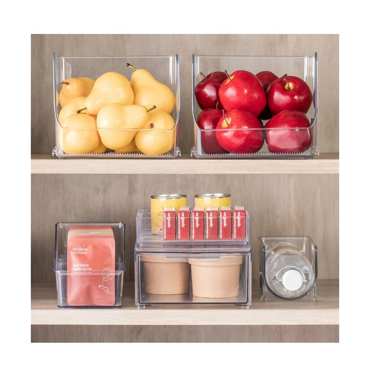 iDesign Open-Front Bin for Household Storage, Set of 4, Clear, Made in Usa