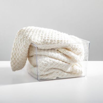 Large Plastic Household Storage Organizer Bin - Handles, 8 Pack, Clear, USA Made