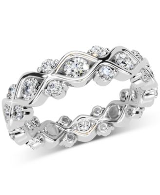Macy's - Diamond Swirl Cluster Eternity Band (1-1/2 ct. t.w.) in Platinum or 14k Gold