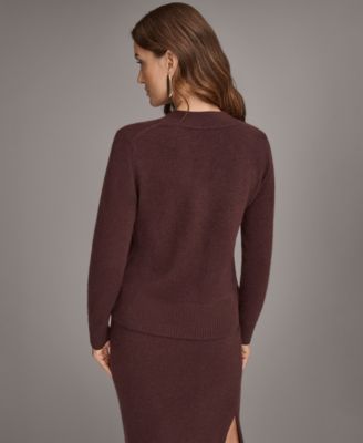 Women’s V-Neck Cashmere Sweater with Gold Button Detailing