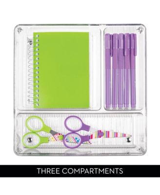 3-Section Plastic Drawer Organizer - Set of 6 - Clear