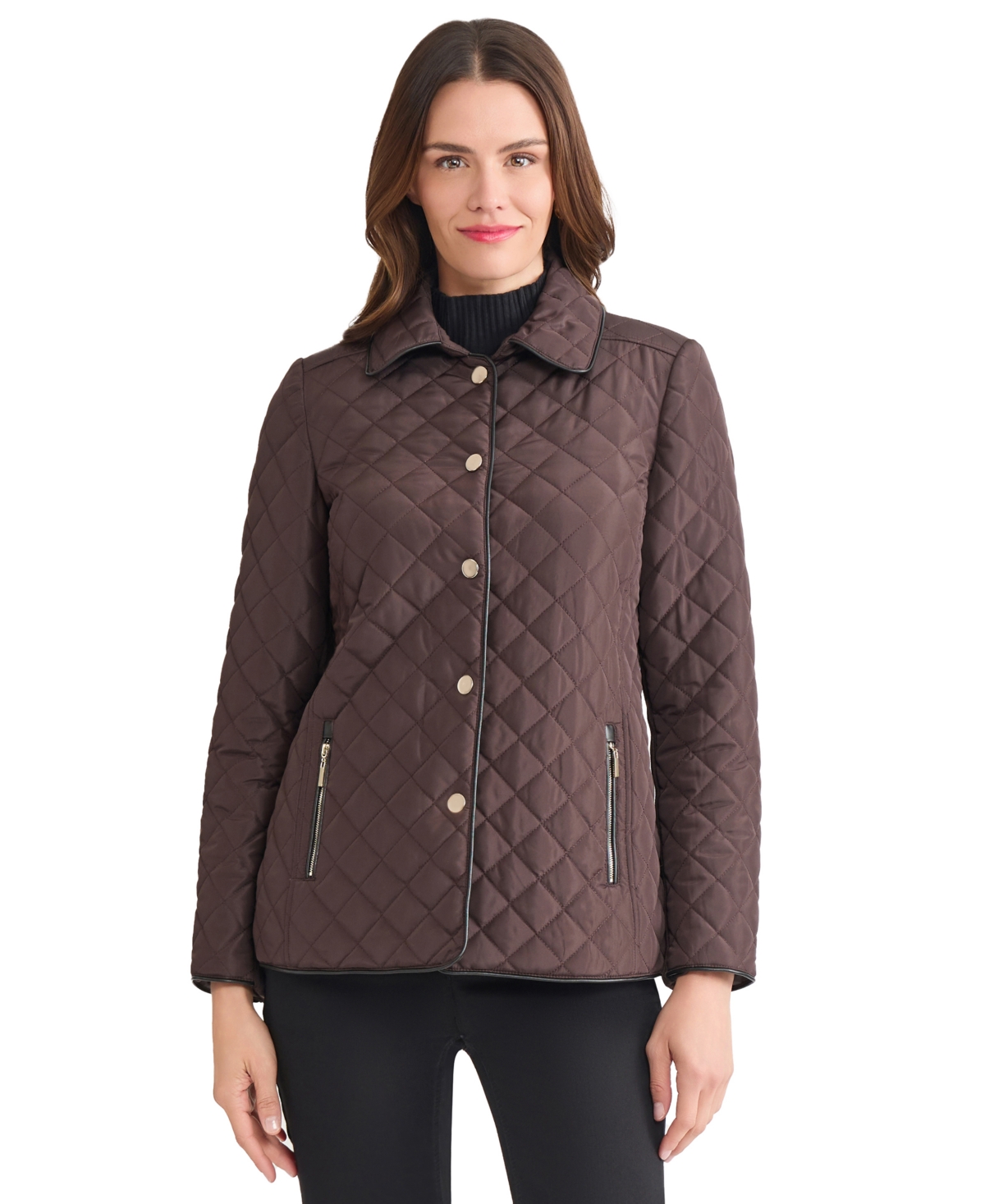 Jones New York Quilted Jacket In Brown