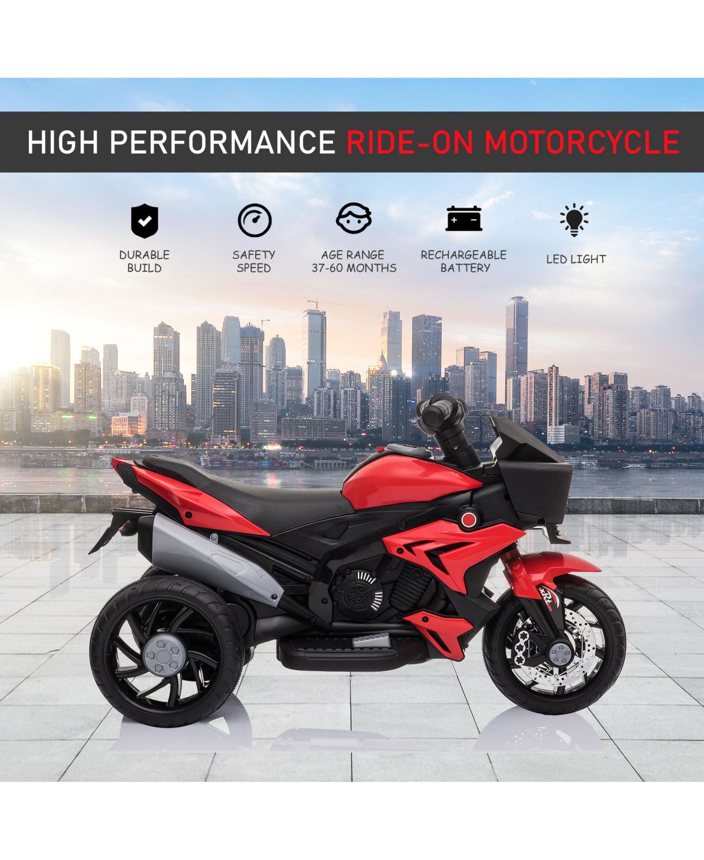 Детская игрушка Aosom 3-Wheel Electric Kids Ride On Motorcycle, 55 lbs. Capacity, Ages 3-7 — фото 3