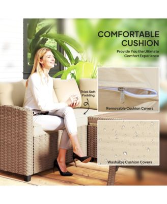 Patio Furniture Sectional Sofa w/ Ottomans & Table,