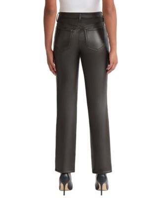 Women's Faux Leather Fly Front Straight Fit Lexington Jeans