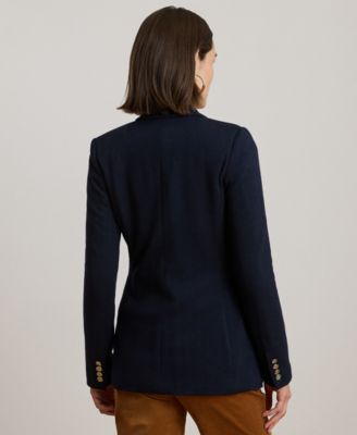 Petite Buckle-Trim Herringbone Jacquard Blazer