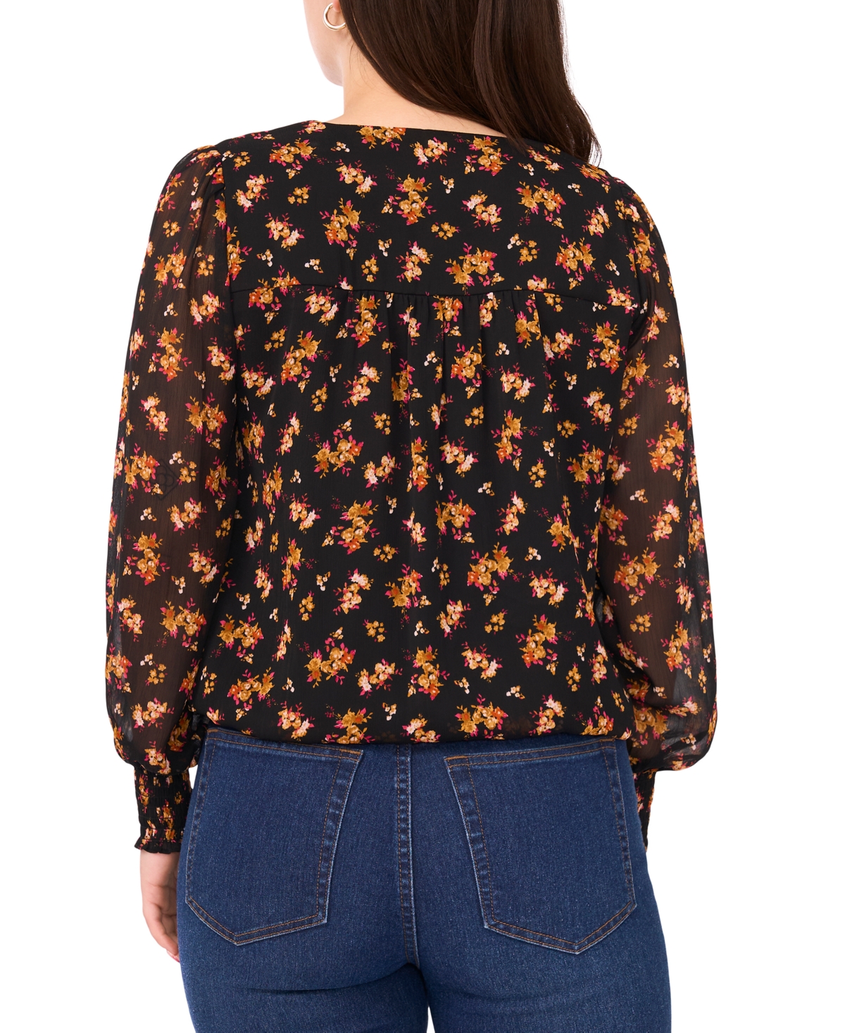 Sam & Jess Women's V-neck Blouson Top In Multi