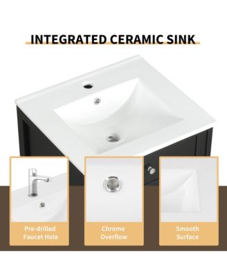 20" Bathroom Vanity Cabinet With Sink, Soft-Close Door, Storage Rack, and Adjustable Shelf