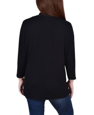 Petite 3/4 Sleeve Solid Cardigan Sweater