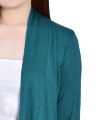 Petite Solid 3/4 Sleeve Cardigan Sweater