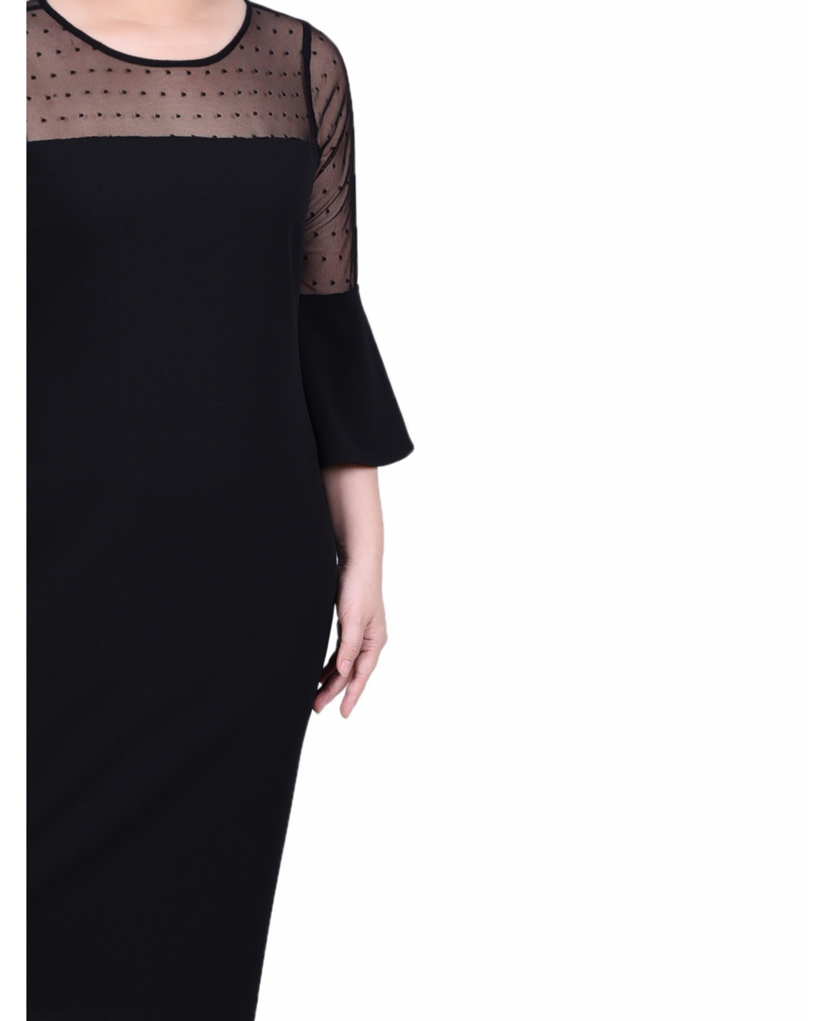 Ny Collection Petite Illusion Neck Scuba Dress In Black