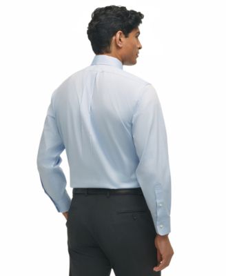 Men's Regular Fit Non-Iron Spread Collar Solid Pinpoint Dress Shirt