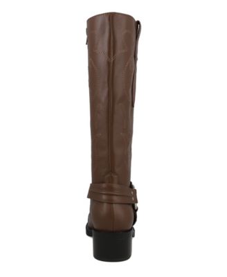 Women's Diego Tall Harness Strap Block Heel Western Boots