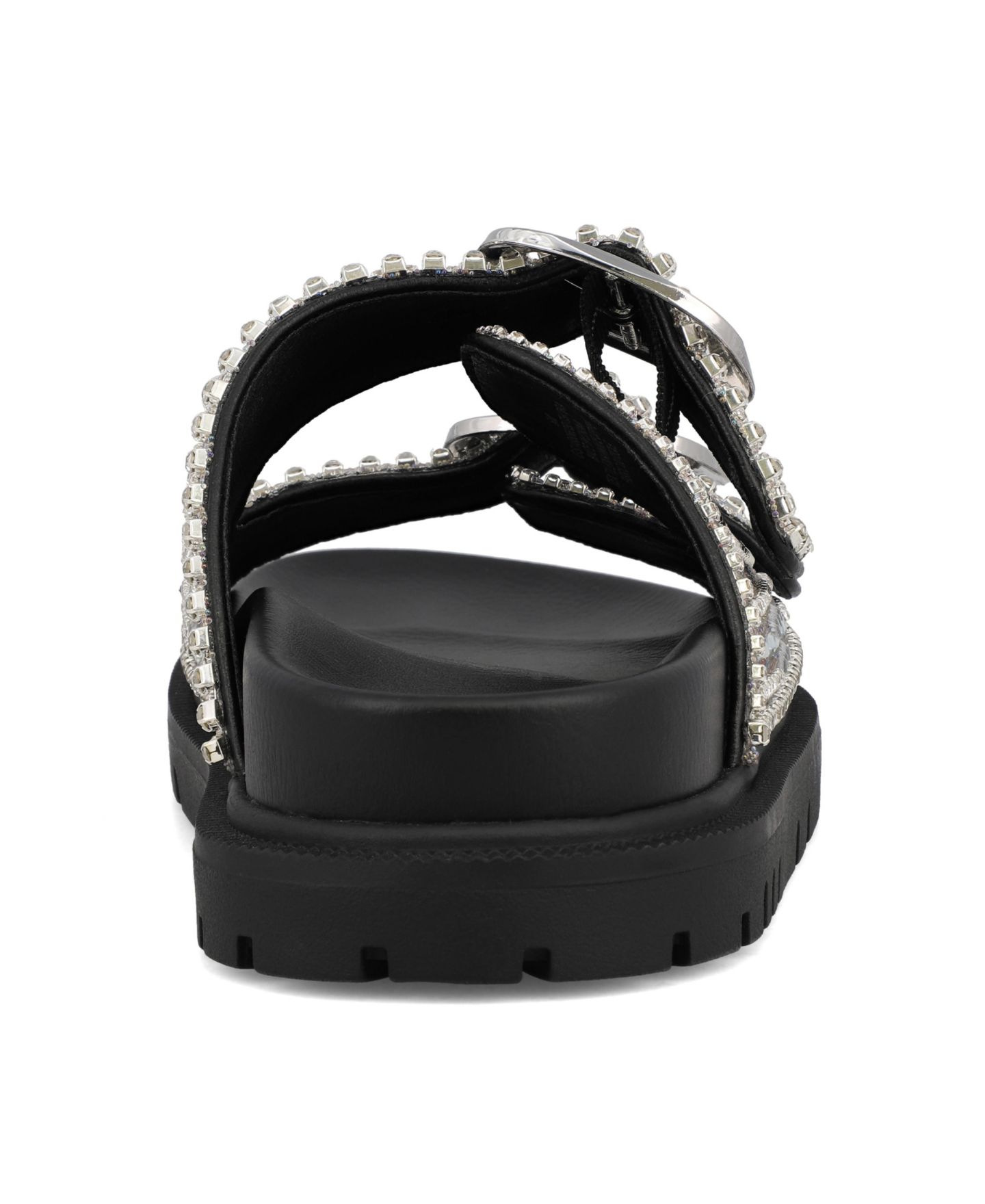 Женские сандалии MIA Thora Double Buckle Stone Detailed Slide, цвет: Чёрный / Серебряный — фото 3