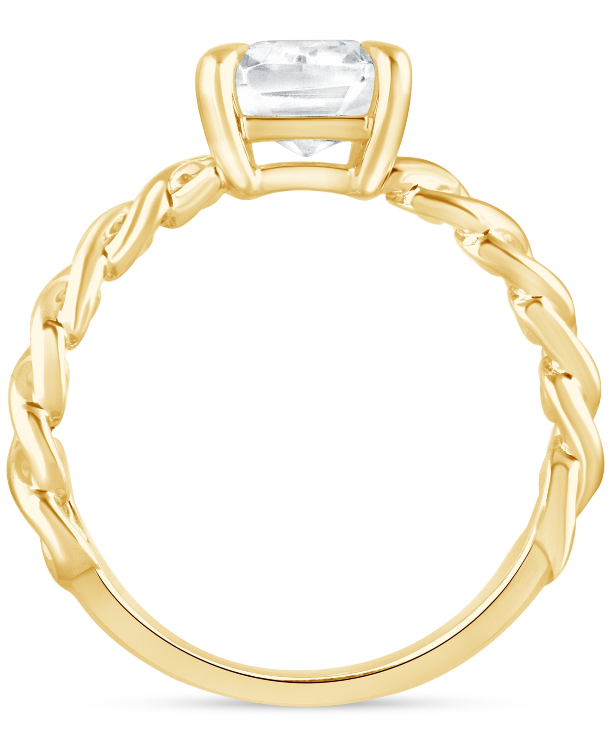Badgley Mischka Certified Lab Grown Diamond Emerald-cut Chain Link Solitaire Engagement Ring (3 Ct. T.w.) In 14k Gol In Gold