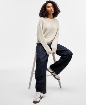Juniors' Drop-Shoulder Long-Sleeve Sweater