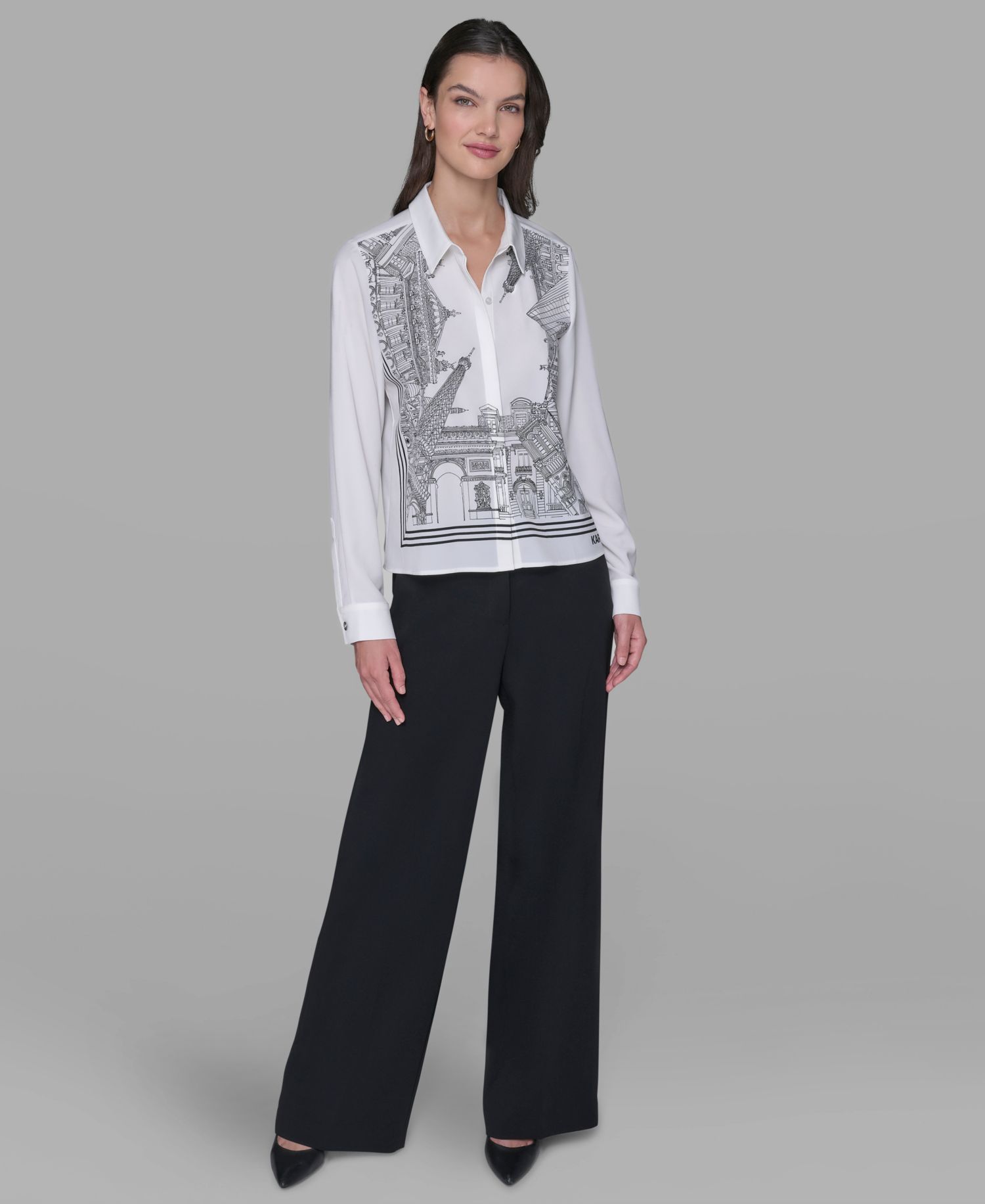 Petite Paris Scene Woven Blouse