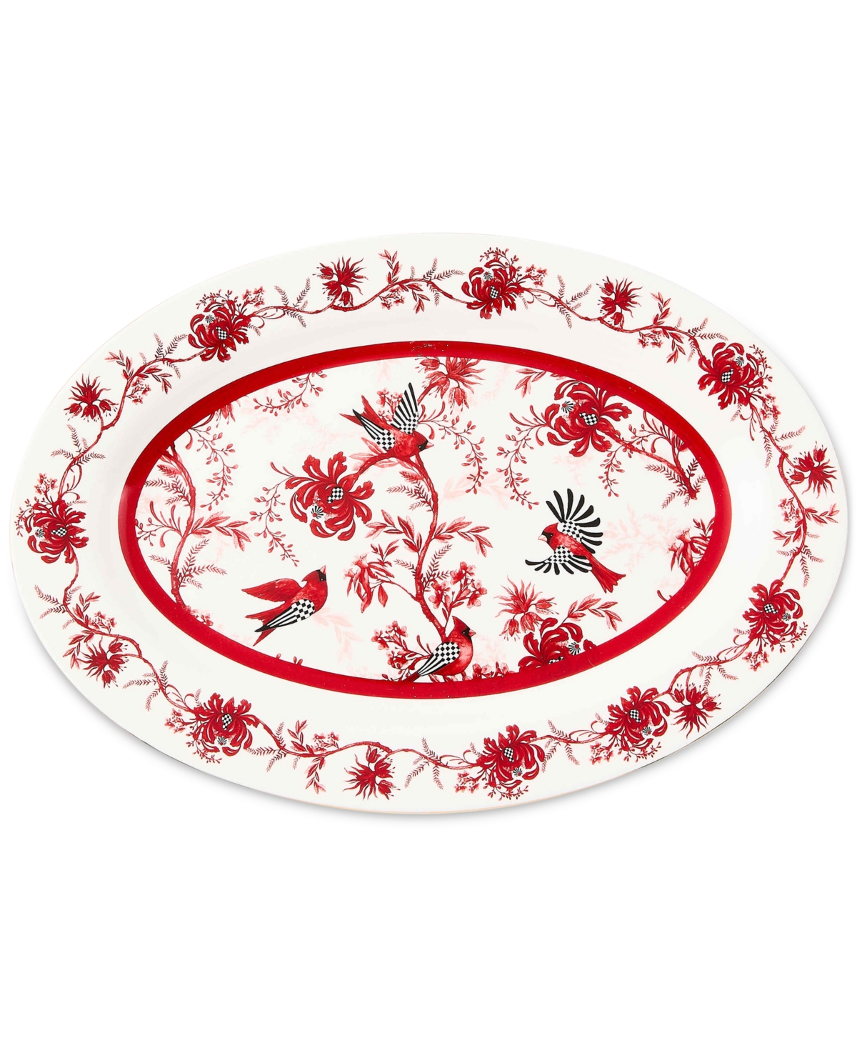 Mackenzie-childs Cardinal Toile Porcelain Oval Platter In Multi