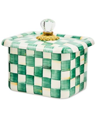 MacKenzie-Childs - Emerald Check Enameled Steel Recipe-Card Box