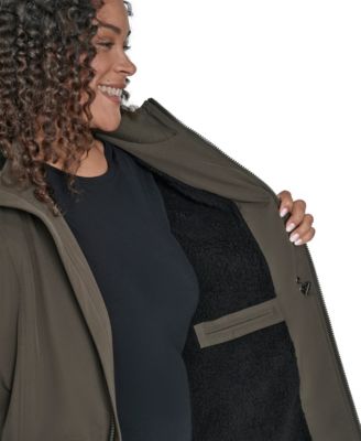 Womens Plus Size Hooded Faux-Fur-Lined Anorak Raincoat, Created for Macys