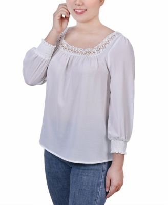 Petite 3/4 Sleeve Square Neck Top