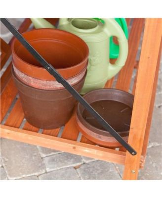 Outdoor Weather-Resistant Fir Wood Potting Bench Garden Table with Lattice Back