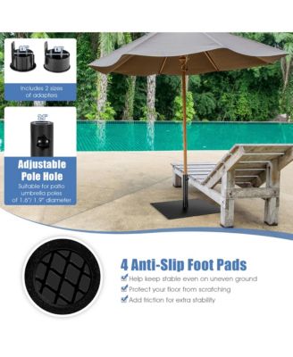 25'' Square Patio Umbrella Base Weighted 42 LBS Outdoor Market Stand Footpads
