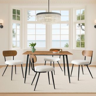 Maison Boucle Modern 5-Piece Dining Set, 47 Inch Wood Grain Table with ...