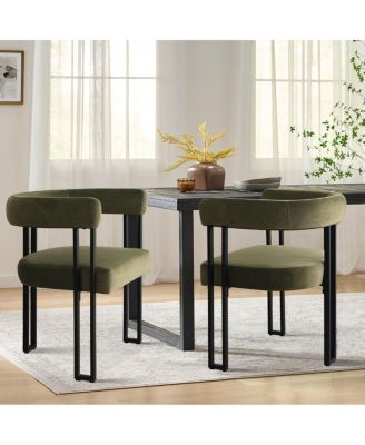 3-Piece 35 Inch Round Dining Table Set with 2 Velvet Chairs, Space-Saving Kitchen & Dining Room Furniture for Small Spaces
