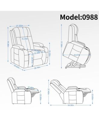 Power Lift Recliner Chair with Heat & Massage, USB Port & Cup Holders, Brown Electric Massage Chair for Seniors