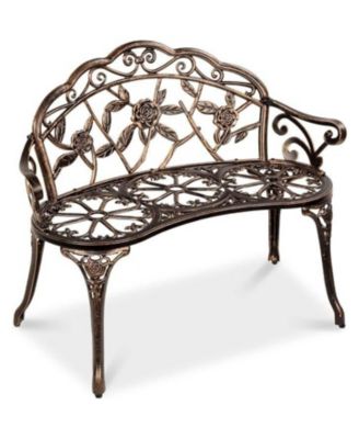 Metal Finish Garden Bench with Backrest for Comfortable Outdoor Seating