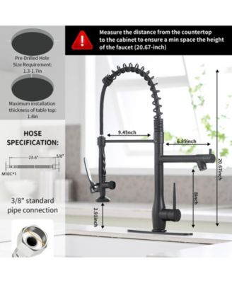 Spring Single-Handle Pull Down Sprayer Kitchen Faucet, Commercial High Goosenck Kitchen Sink Faucet in Brushed Nickel