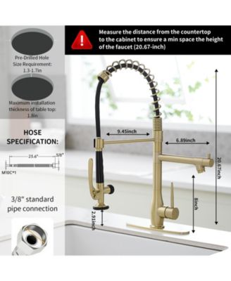 Spring Single-Handle Pull Down Sprayer Kitchen Faucet, Commercial High Goosenck Kitchen Sink Faucet in Brushed Nickel