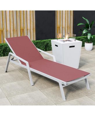White Aluminum Outdoor Patio Chaise Lounge Chair With Arms