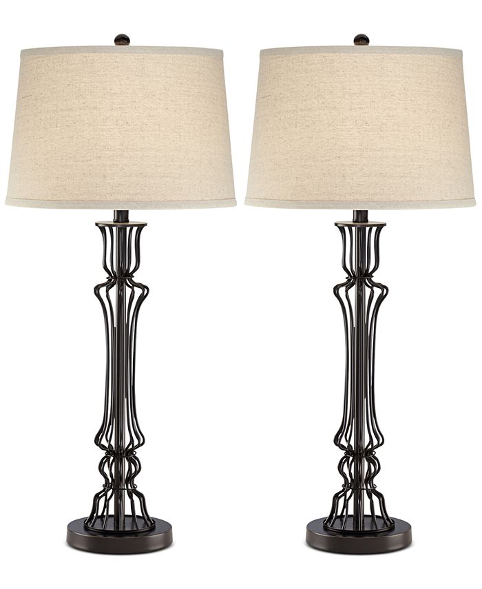 Kathy Ireland - Set of 2 Wire Column Table Lamps