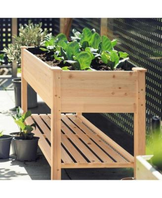 Outdoor Wood Raised Garden Bed Planter Box on Wheels for Easy Mobility
