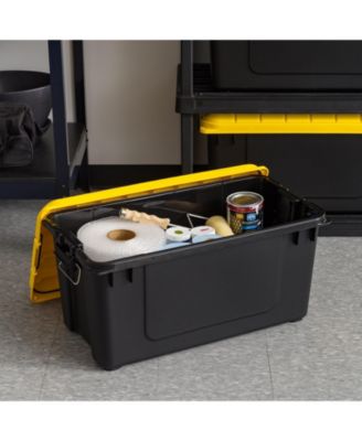 4Pack 82qt/20gal WeatherPro Storage Utility Tote Container Box, Yellow