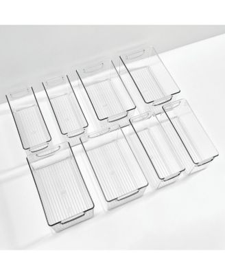 Plastic Stackable Pantry Bins with Handles, 8 Pack, Clear, Made in USA