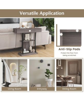 Console Table with Drawer and 2-Tier Shelves for Entryway Living Room