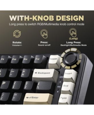 B75 Mechanical Keyboard,75% Layout with Knob,Hot Swappable RGB Backlit Gasket Mounted,Creamy Typing,Double-Shot PBT Keycaps,Cherry Profile,for Win/Mac