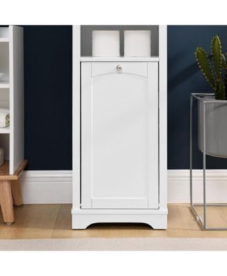 64 Inch Tall Storage Cabinet with Laundry Hamper, 4 Adjustable Shelves & Hidden Space for Bathroom, Home - White