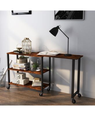 Patented 360 Free Rotating Sofa Side Table with Storage Shelves and Casters