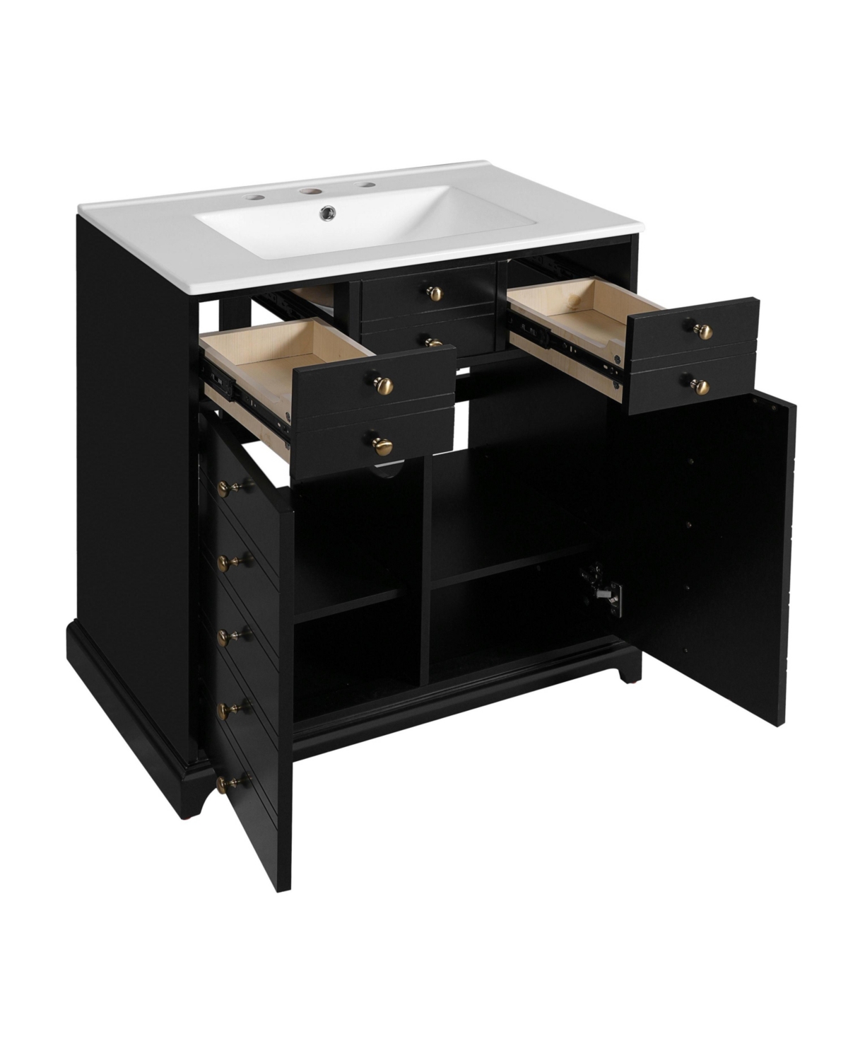 Casainc 30" Freestanding Vanity With Ceramic Sink Combo, 2 Drawers and Soft-Close Doors
