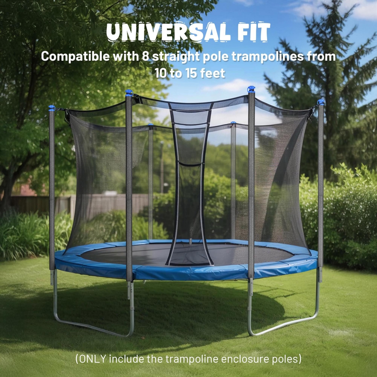 Yescom Universal Trampoline Replacement Enclosure Poles Fit 8 Straight Poles Trampoline
