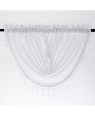 Ultra Lux Faux Silk Regency Crinkle Rod Pocket Semi Sheer Crystal Beaded Window Valance
