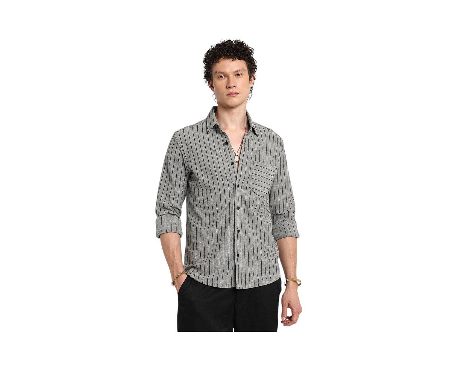 Men's Moon Grey Pinstriped Shirt